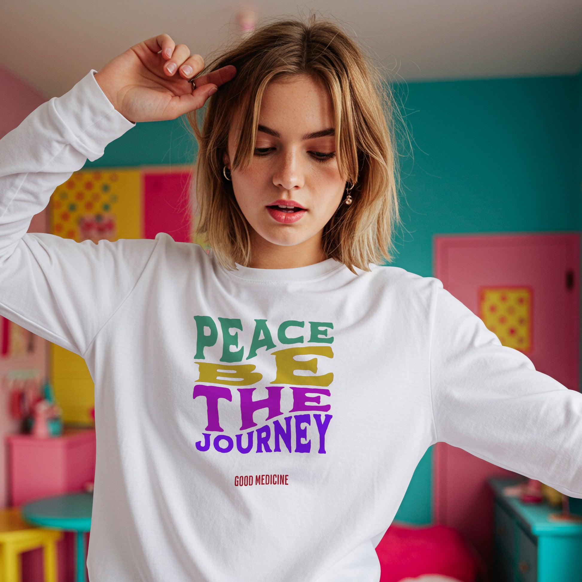 PEACE BE THE JOURNEY RETRO- LONG SLEEVE TEE